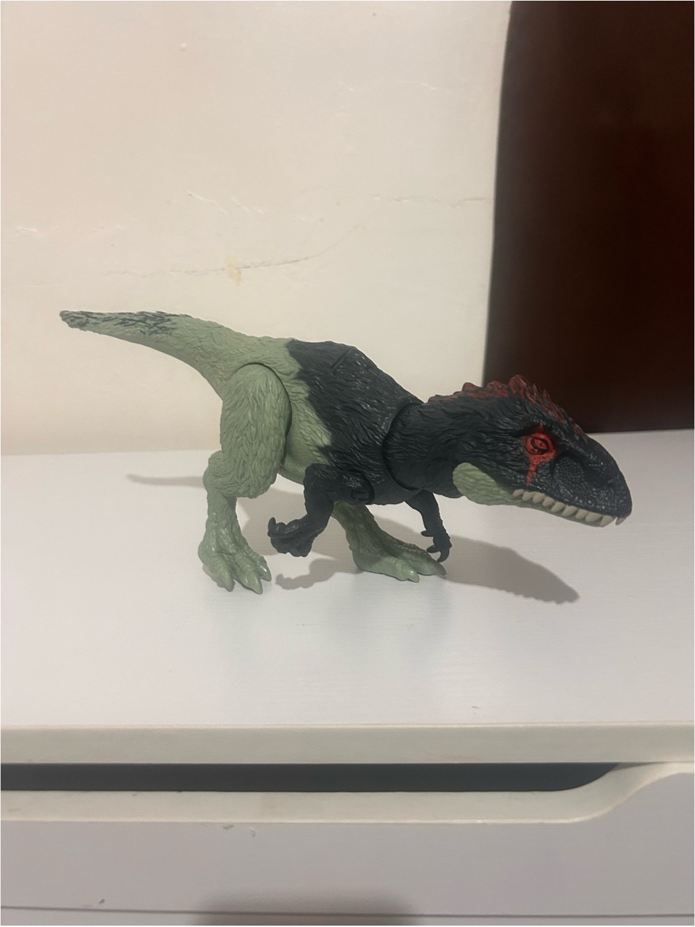 Green & Black Dinosaur Action Figure with Red Eye Detail